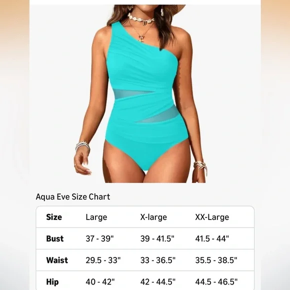 Aqua Eve Mesh Tummy Control One Shoulder One Piece Cut Out Swimwear 2026. Size M - Picture 11 of 13
